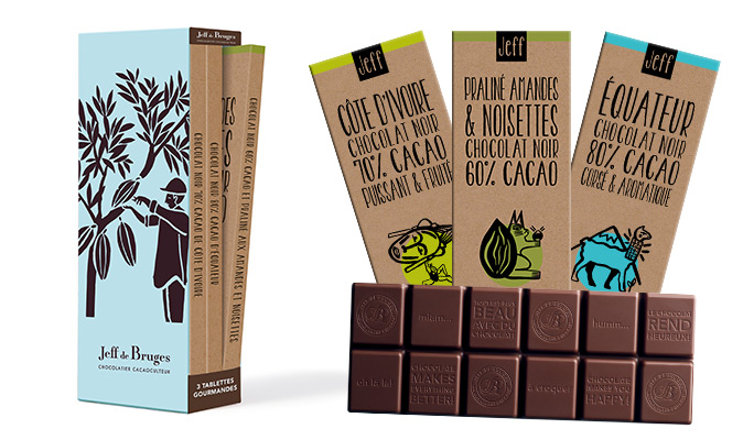 L’étui de 3 tablettes de chocolat noir | Jeff de Bruges